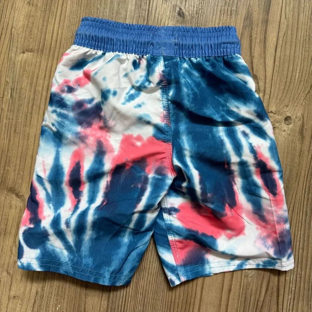Rip Curl Lay‎ Days Boys Bathing Suit Swim Trunks Lined Blue Tie Dye Size 2